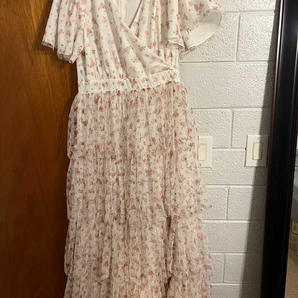 JessaKae White and Pink Floral Maxi Dress